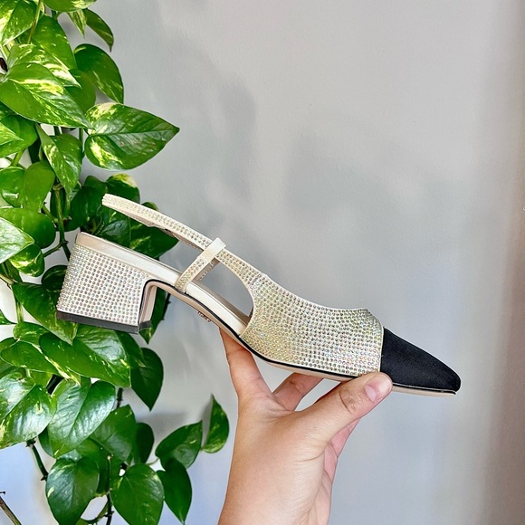 Sam Edelman Tarra Glitz Slip-On Slingback Pumps Crystal Embellishment - Picture 10 of 13